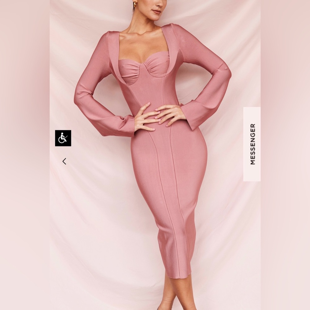 BRAND NEW House of CB “Body” Rose Bandage Midi Dress